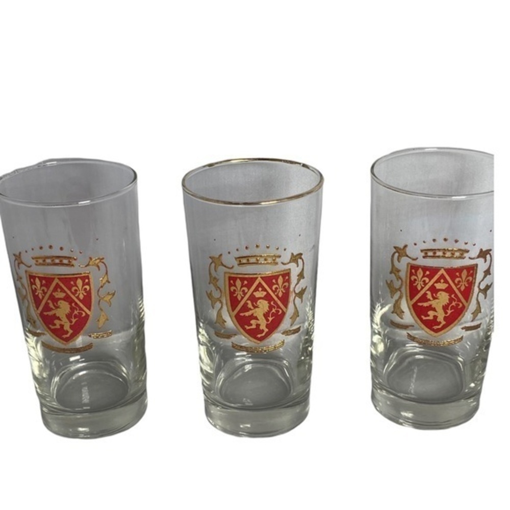 Libby Heardly Crown Rampant Lion Fluer 3 Glasses